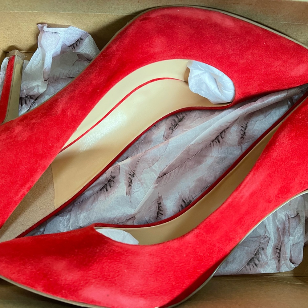 Jessica Simpson Red Suede Pointed Toe Heels